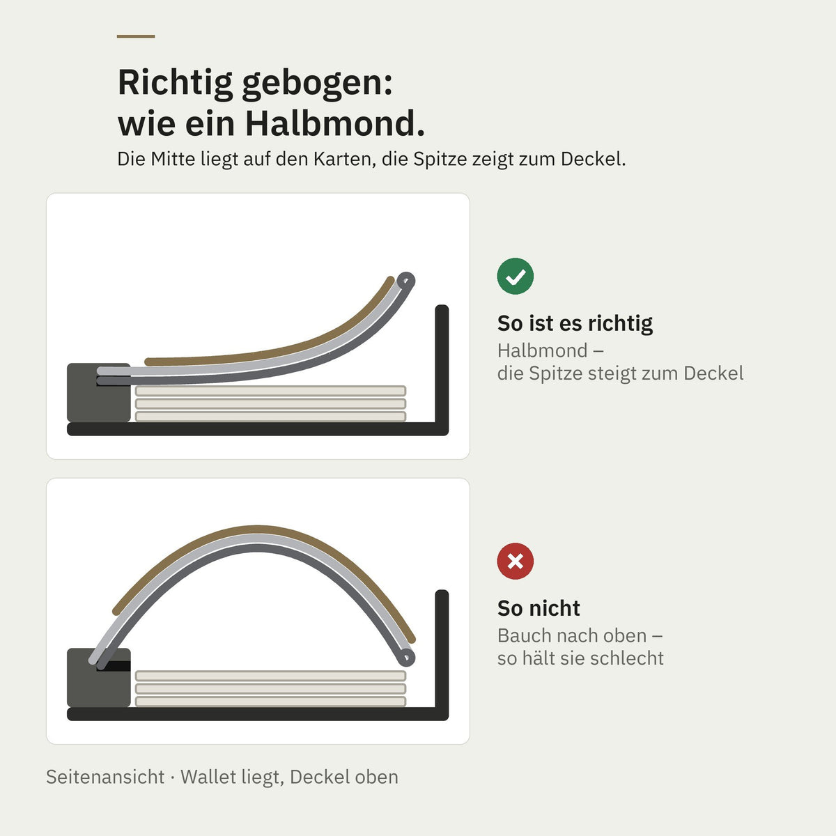 Richtig gebogen wie ein Halbmond, nicht wie ein Bauch