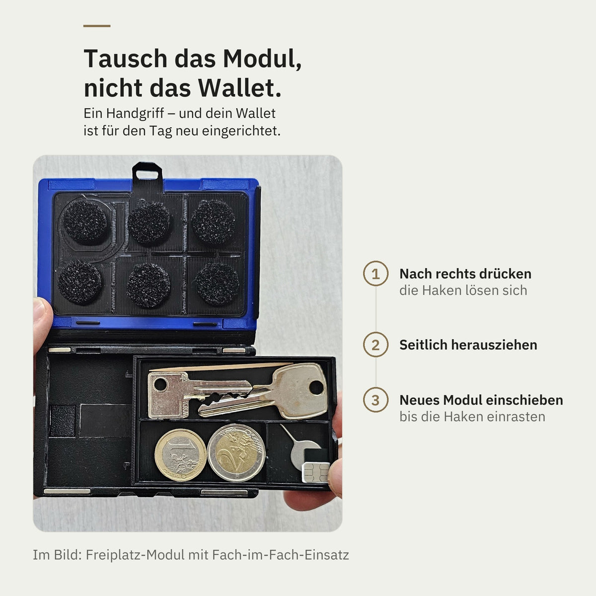 Modul im WalletCase wechseln in drei Schritten