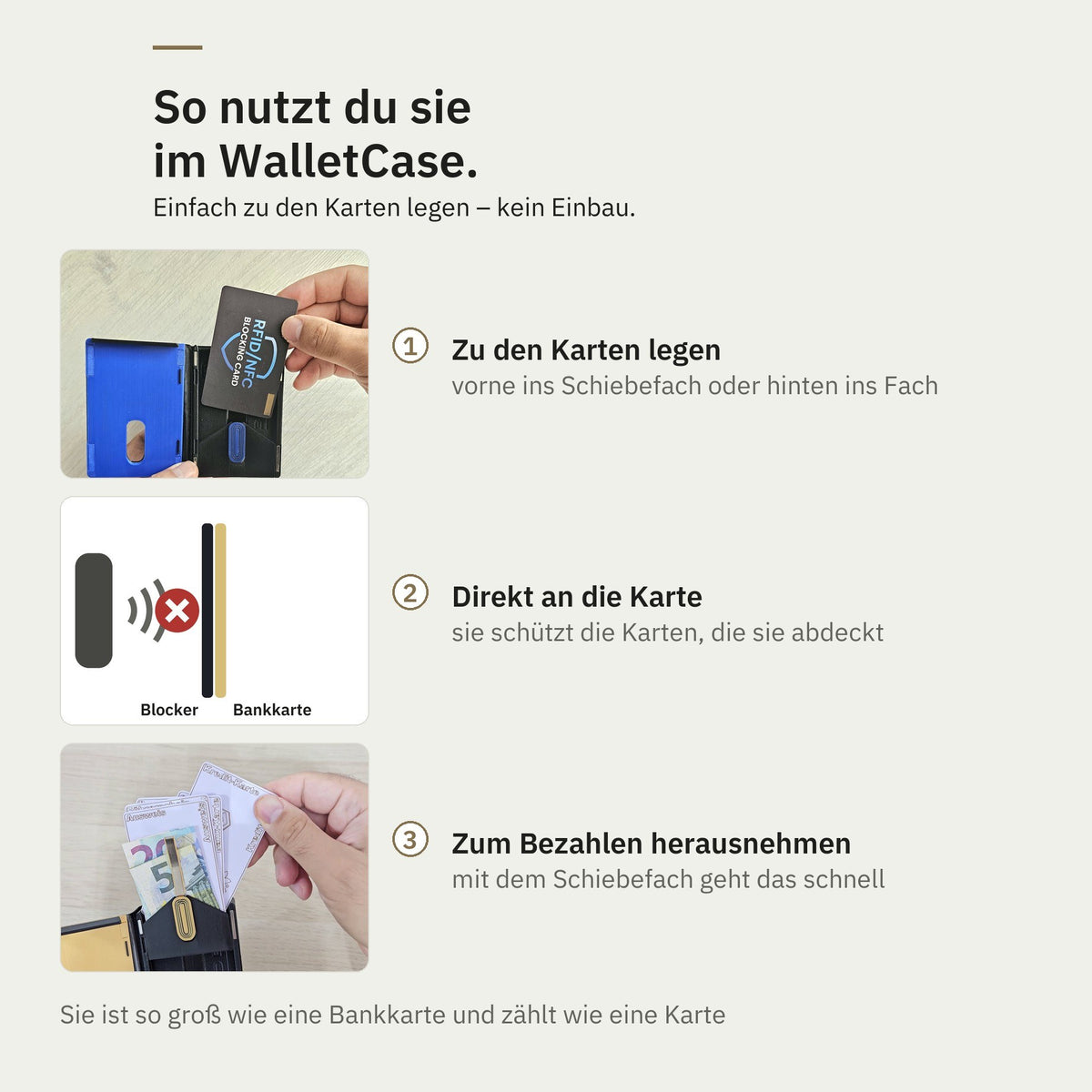 So nutzt du die Blockerkarte im WalletCase