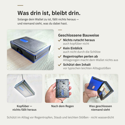 Geschlossenes Delf WalletCase: rundum geschlossene Bauweise, kein Einblick von außen